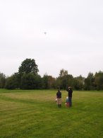 Spectators see the balloon disappear into the distance